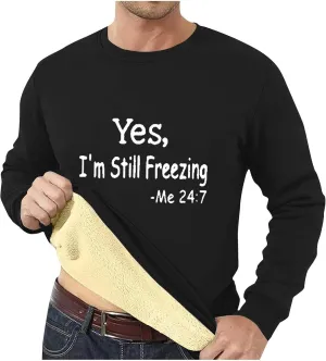 Heavyweight Sweatshirts For Men Winter Fleece Warm Pullover Tops Fashion Long Sleeve Blouse Casual Crewneck Shirts