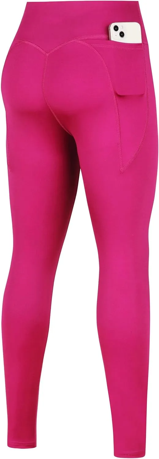 High Waist Yoga Leggings with Pockets Tummy Control Running Pants for Women 4 Way Stretch Workout Tights