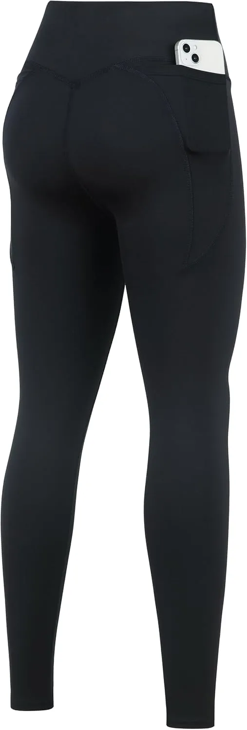 High Waist Yoga Leggings with Pockets Tummy Control Running Pants for Women 4 Way Stretch Workout Tights