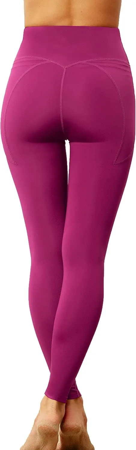 High Waist Yoga Leggings with Pockets Tummy Control Running Pants for Women 4 Way Stretch Workout Tights