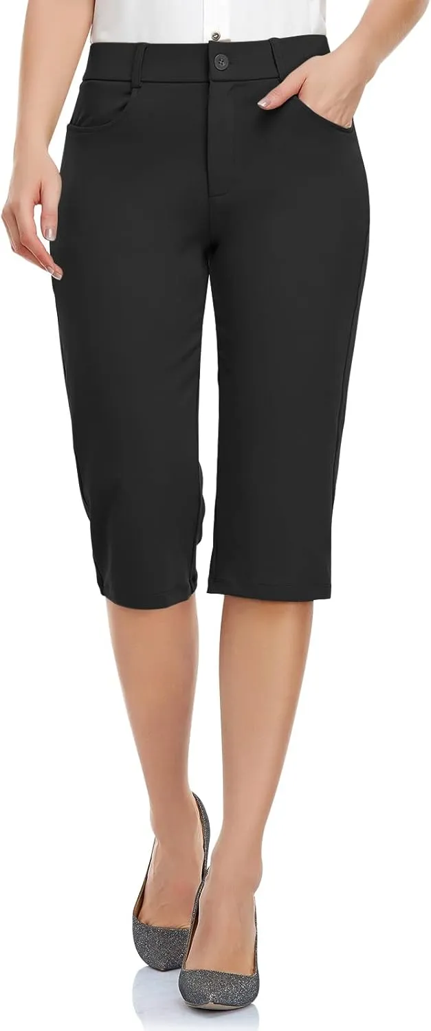 HISKYWIN Women Yoga Dress Pants Stretchy Work Pants Straightleg/Bootcut Office Slacks with Pockets for Business Casual Petite