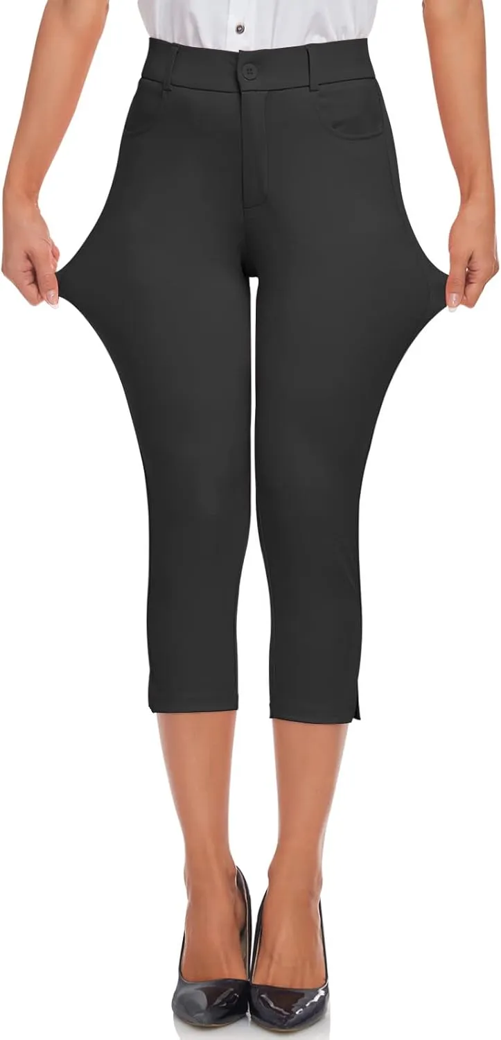 HISKYWIN Women Yoga Dress Pants Stretchy Work Pants Straightleg/Bootcut Office Slacks with Pockets for Business Casual Petite