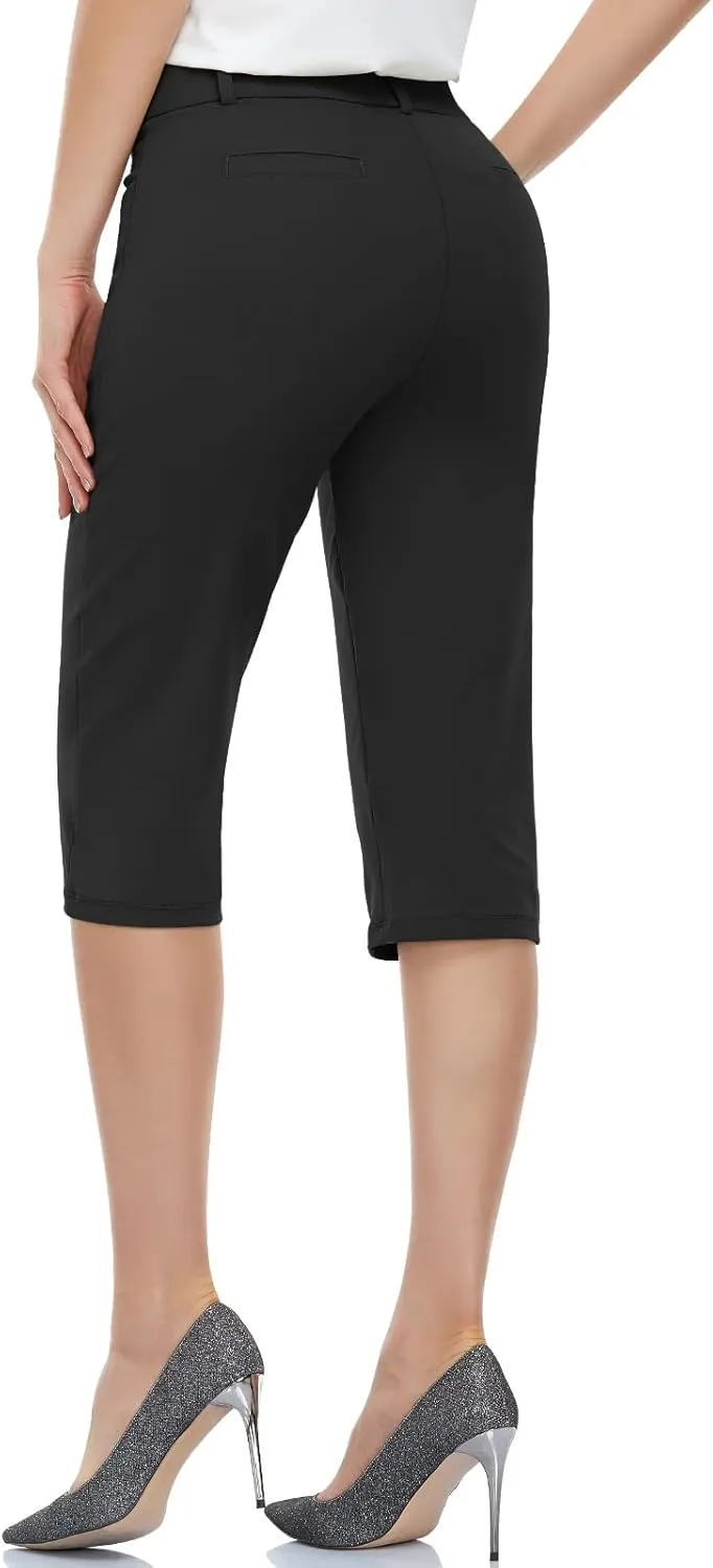 HISKYWIN Women Yoga Dress Pants Stretchy Work Pants Straightleg/Bootcut Office Slacks with Pockets for Business Casual Petite