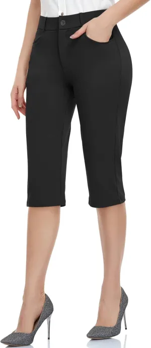 HISKYWIN Women Yoga Dress Pants Stretchy Work Pants Straightleg/Bootcut Office Slacks with Pockets for Business Casual Petite