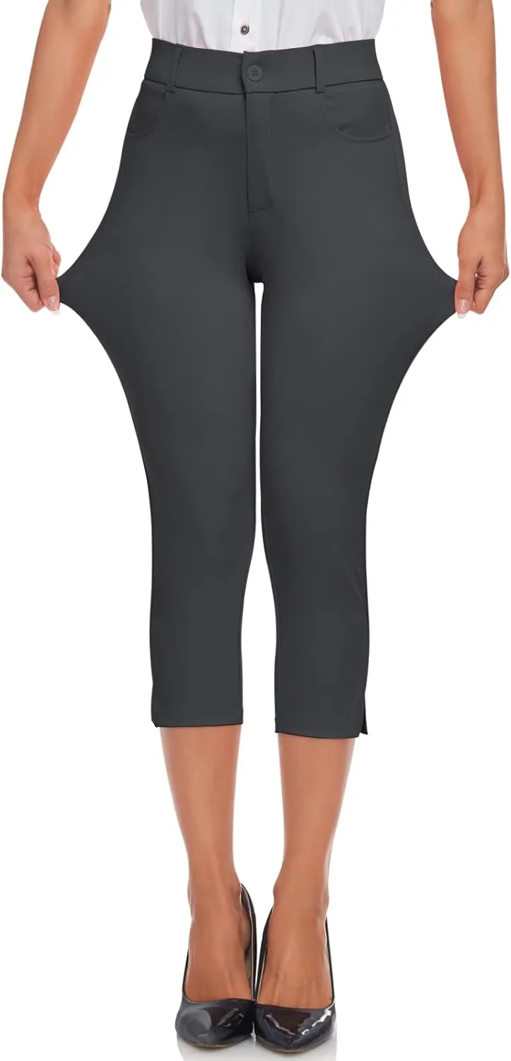 HISKYWIN Women Yoga Dress Pants Stretchy Work Pants Straightleg/Bootcut Office Slacks with Pockets for Business Casual Petite