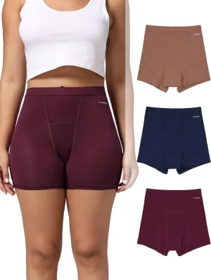 INNERSY Women's High Waisted Period Underwear Boy Shorts Panties for Postpartum Menstrual 3-Pack