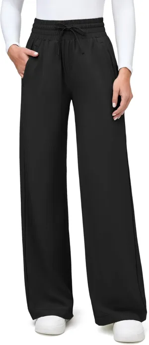 IUGA UPF 50  Wide Leg Travel Hiking Pants for Women Quick-Dry Business Casual Pants for Work Lounge Beach, 28''/30''