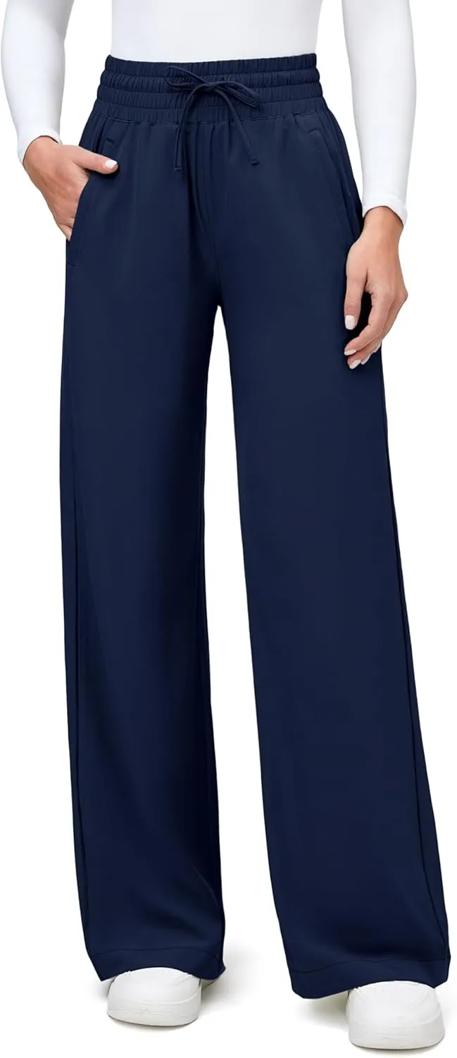 IUGA UPF 50  Wide Leg Travel Hiking Pants for Women Quick-Dry Business Casual Pants for Work Lounge Beach, 28''/30''
