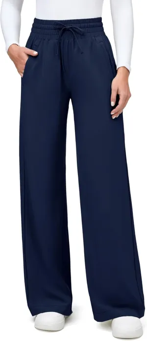 IUGA UPF 50  Wide Leg Travel Hiking Pants for Women Quick-Dry Business Casual Pants for Work Lounge Beach, 28''/30''