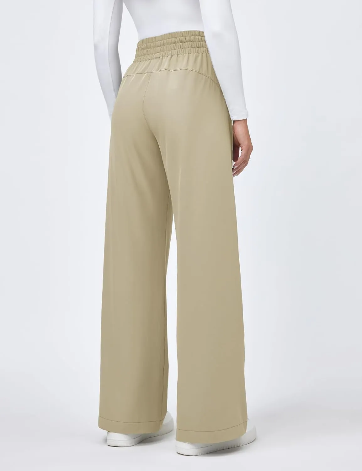 IUGA UPF 50  Wide Leg Travel Hiking Pants for Women Quick-Dry Business Casual Pants for Work Lounge Beach, 28''/30''