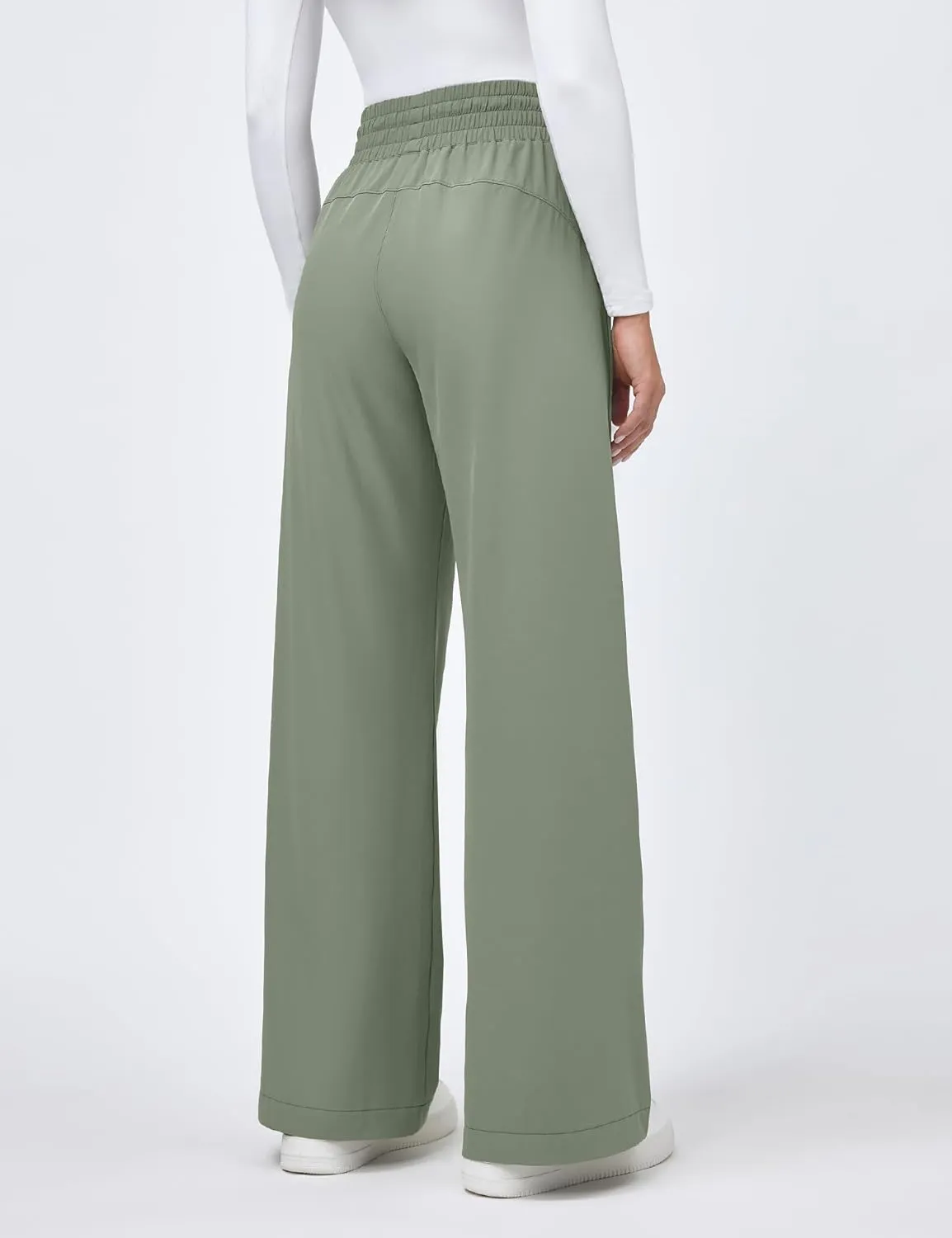 IUGA UPF 50  Wide Leg Travel Hiking Pants for Women Quick-Dry Business Casual Pants for Work Lounge Beach, 28''/30''