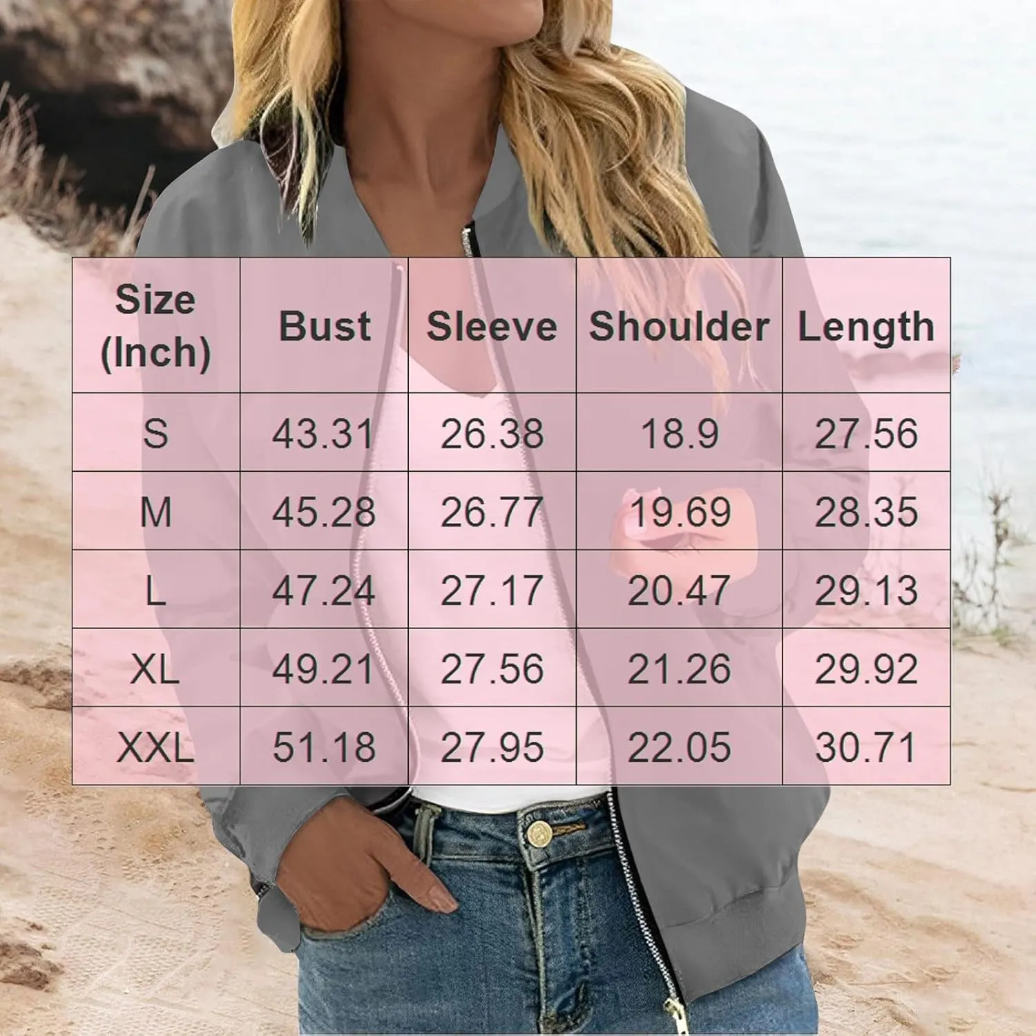 Jackets for Women Lightweight Zip Up Bomber Jacket with Pockets Stand Collar Windproof Outwear Fashion Fall Coat