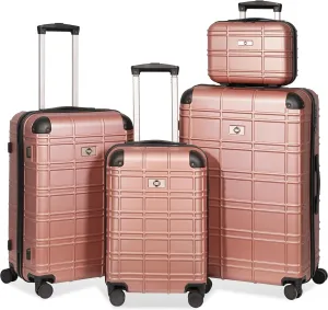JCSD Elegant Rose Gold Hardshell Luggage Set for Travel, Lightweight and Durable, 4-Piece Spinner Suitcase Collection