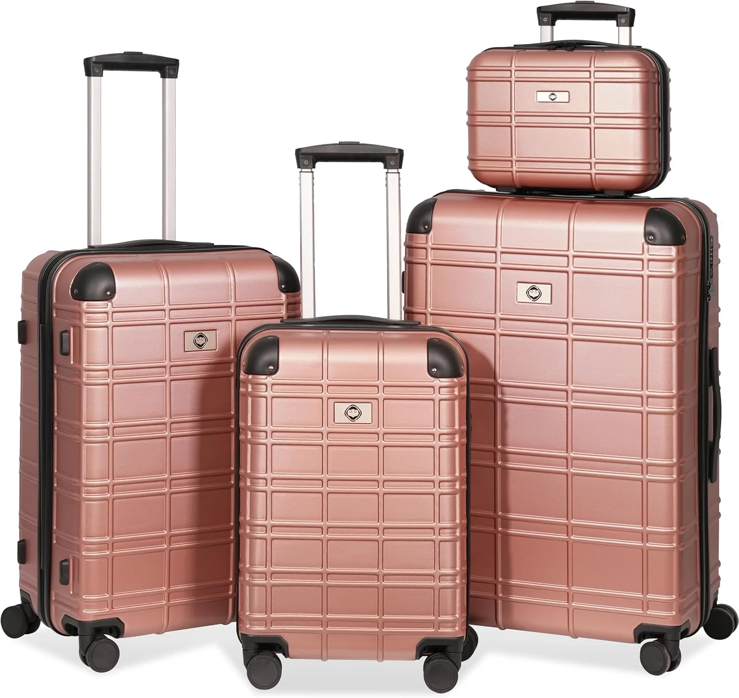 JCSD Elegant Rose Gold Hardshell Luggage Set for Travel, Lightweight and Durable, 4-Piece Spinner Suitcase Collection