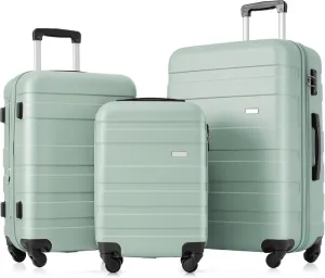 JCSD Expandable Hardshell Luggage Set with Spinner Wheels, Lightweight and Durable Suitcase, 3-Piece Set, Green