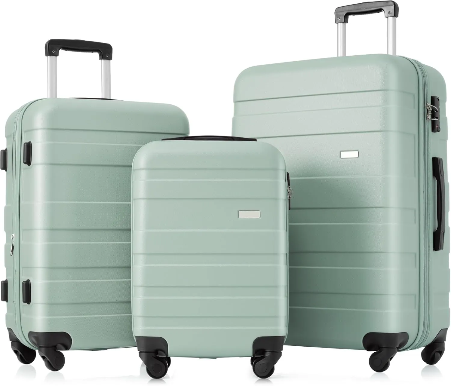 JCSD Expandable Hardshell Luggage Set with Spinner Wheels, Lightweight and Durable Suitcase, 3-Piece Set, Green