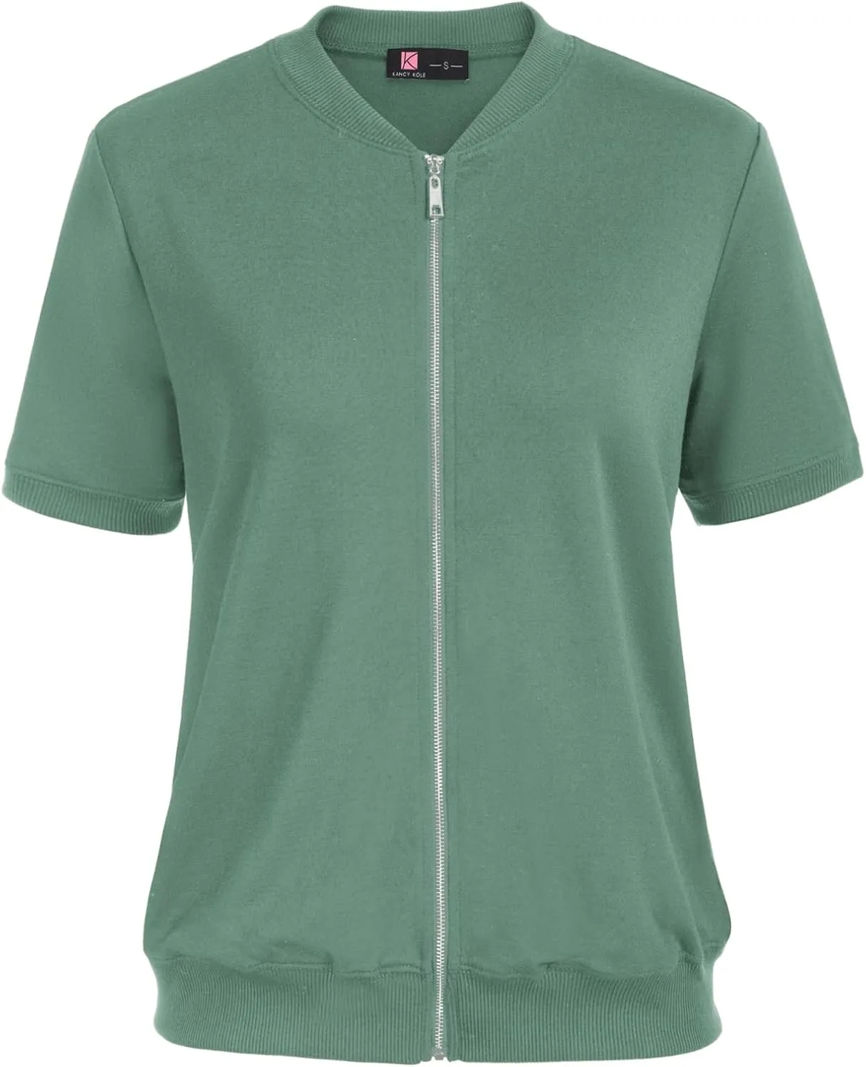 KANCY KOLE Womens Short Sleeve Jackets Casual Zip Up Sweatshirt Jackets with Pockets Summer Lightweight Coat Tops