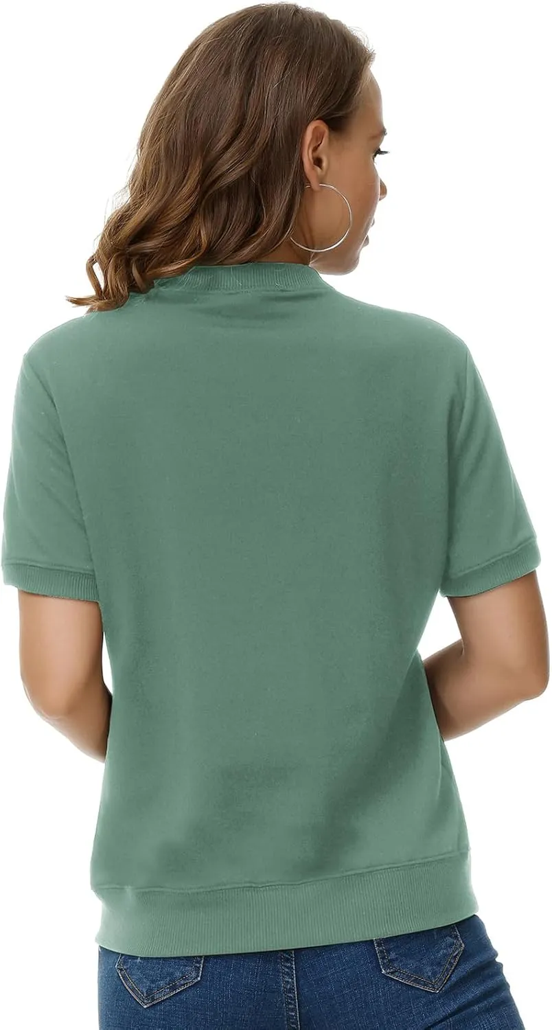 KANCY KOLE Womens Short Sleeve Jackets Casual Zip Up Sweatshirt Jackets with Pockets Summer Lightweight Coat Tops