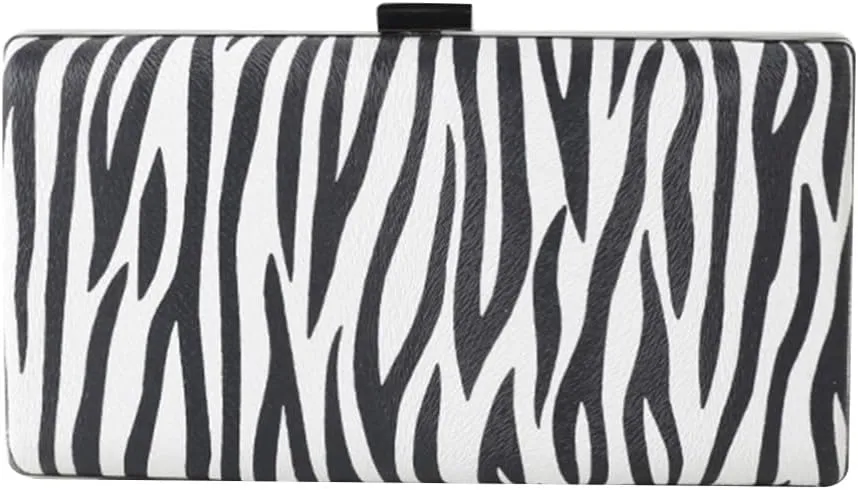 KESYOO Womens Black Wallet Women PU Leather Clutch Bag Zebra Striped Evening Bag Purse Cocktail Prom Clutches Womens Black Purse