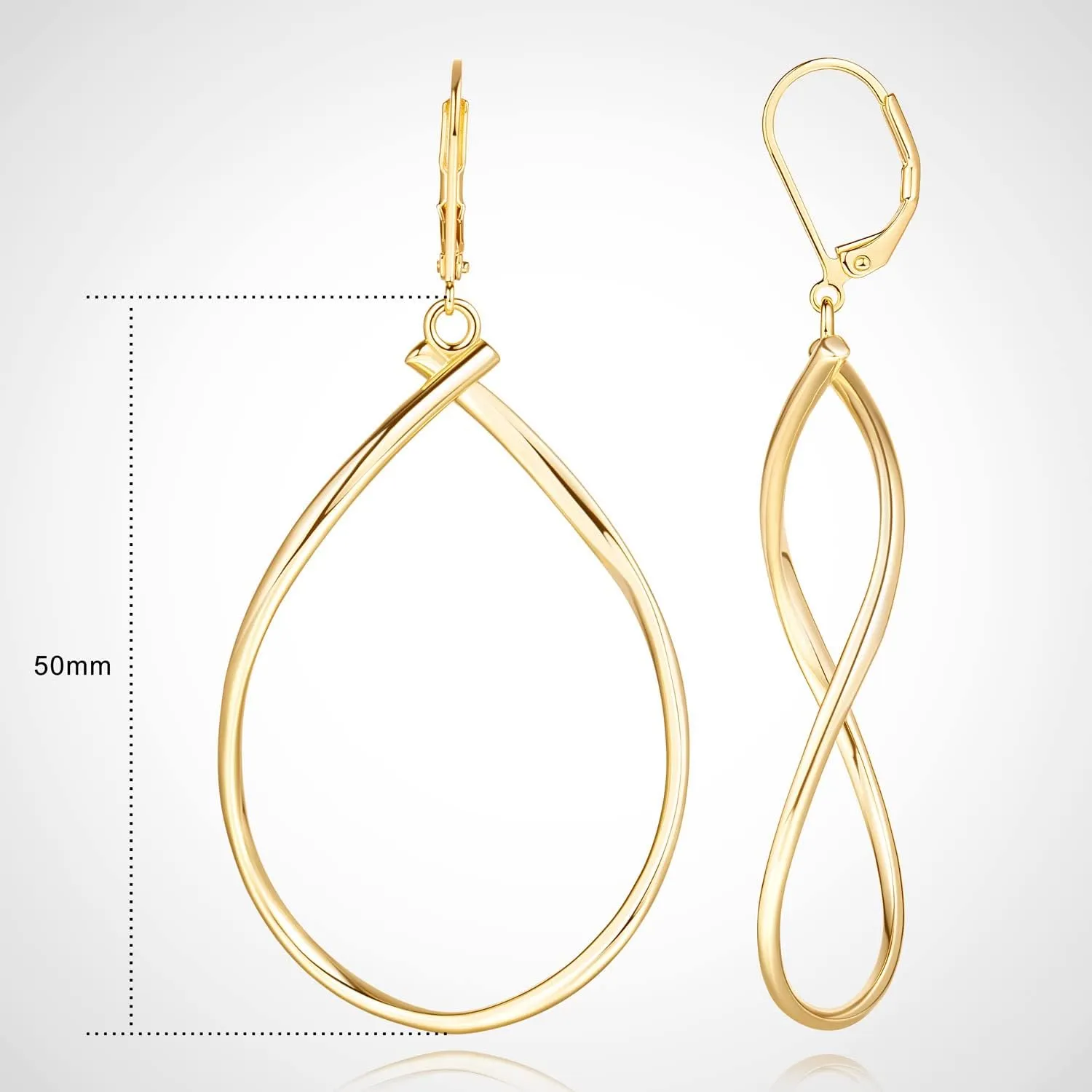 Large 14K Gold Hoop Earrings for Women Trendy Gold Hoop Dangle Drop Earrings for Women Twisted Infinity Big Hoops Earring for Womens 40/50mm