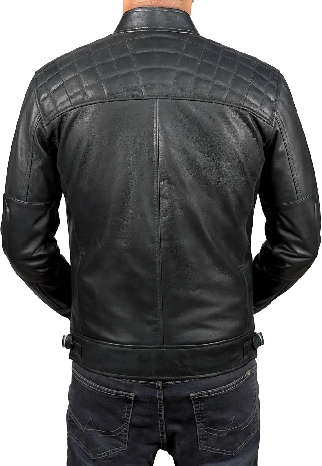 Leather Jacket Men - Cafe Racer Mens Jackets Casual Stylish Motorcycle Jacket - Lambskin Men's Biker Leather Jackets For Men