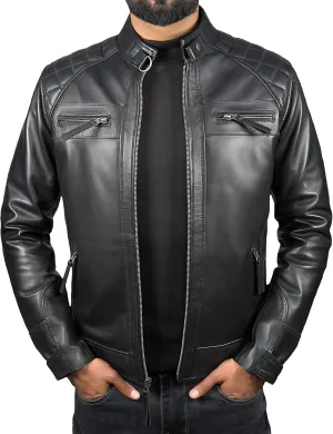 Leather Jacket Men - Cafe Racer Mens Jackets Casual Stylish Motorcycle Jacket - Lambskin Men's Biker Leather Jackets For Men