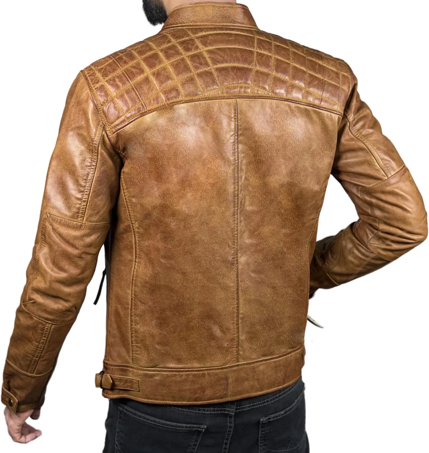 Leather Jacket Men - Cafe Racer Mens Jackets Casual Stylish Motorcycle Jacket - Lambskin Men's Biker Leather Jackets For Men