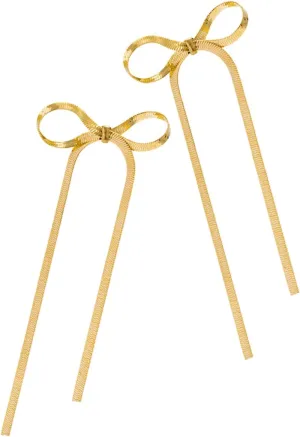 LIFKOME Unique Bow Tassel Dangle Earrings Women's Fashion Earrings Minimalist Bow Jewelry Long Dangle Earrings for Formal Events