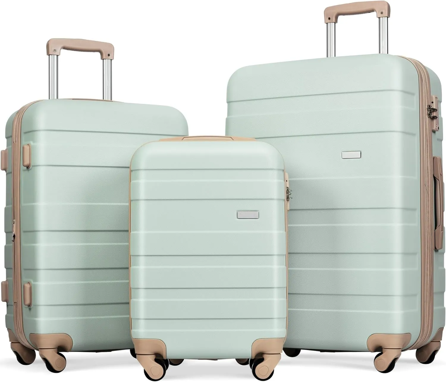 Lightweight and Durable Hardshell Luggage Set with Expandable Features, 3-Piece Suitcase Set, Spinner Wheels, Grey Green