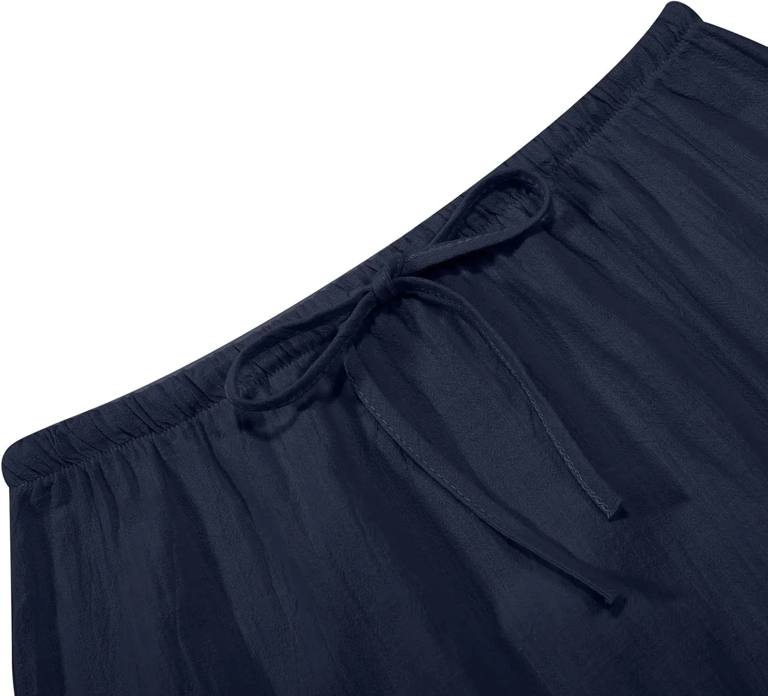 Linen Maxi Skirts for Women Flowy Summer High Waisted Drawstring Ankle-Length A Line Skirts Casual Beach Vacation Boho Dress