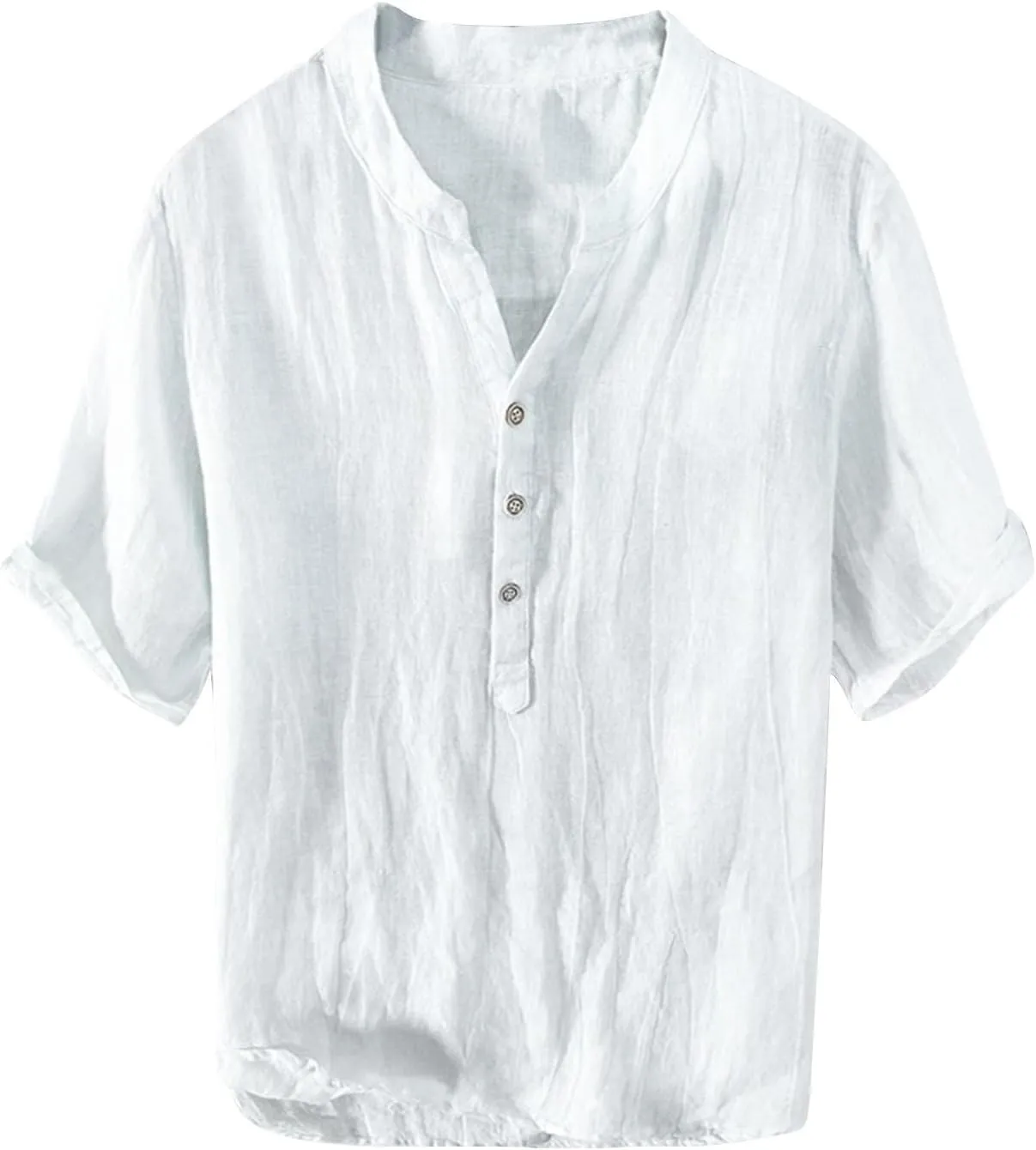 Linen Shirts for Mens Plus Size 3/4 Sleeve Big and Tall Loose T-Shirts Tropical Casual Beach Hippie Shirt Vacation Top