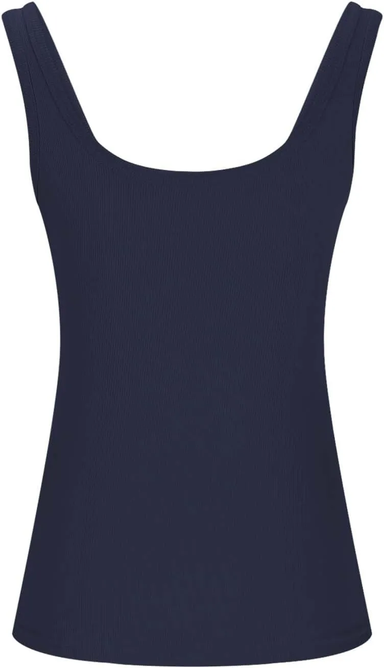 Lmdudan Sexy Tank Tops for Women Ribbed Knit Sleeveless U-Neck Summer Workout Tees Fashion Solid Color Slim Fit Cami Shirts
