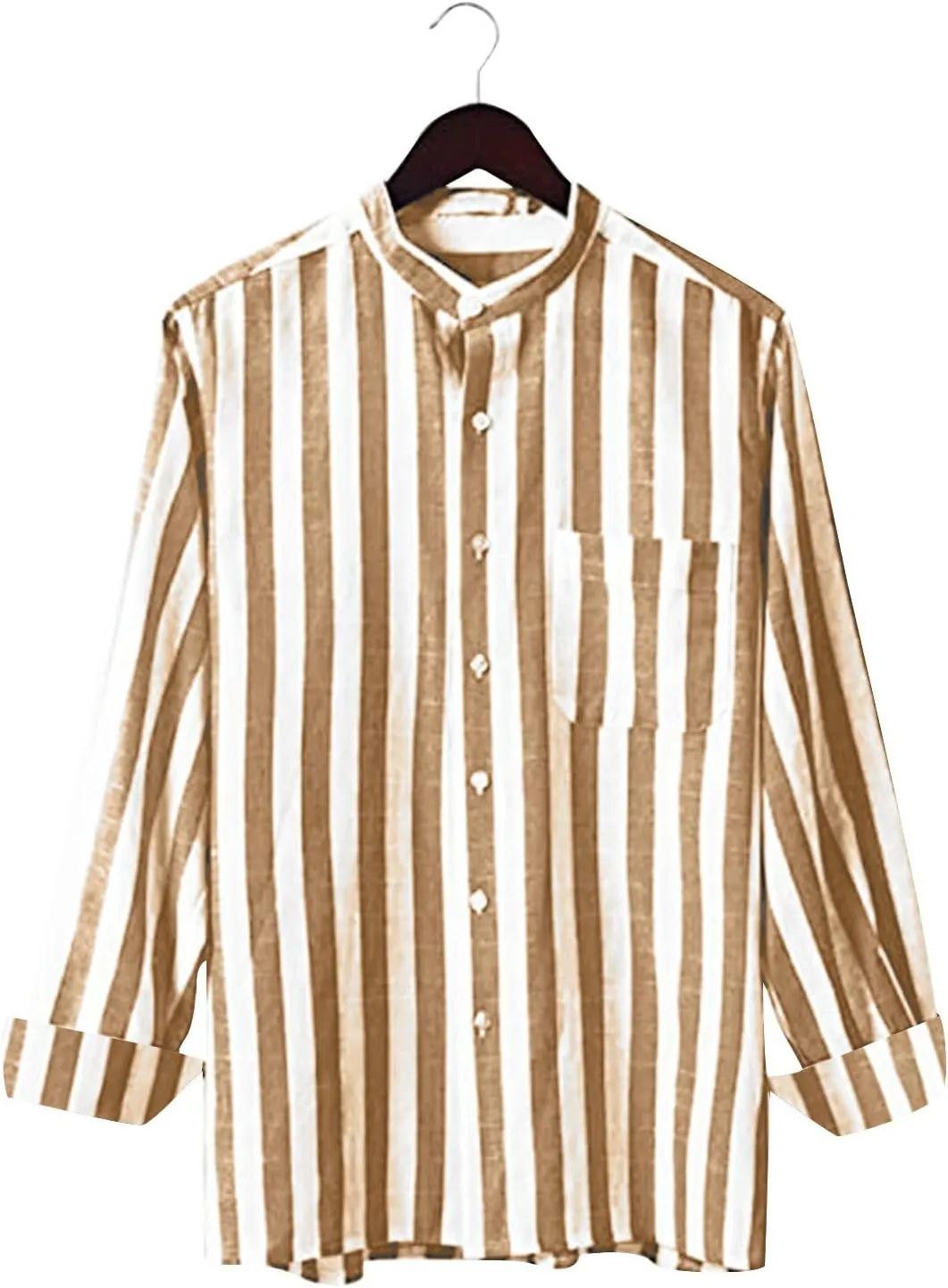 Long Sleeve Shirts for Men Buckle Collar Pocket Long Sleeve Shirt Top Long Sleeve Shirt Mens Dress Shirts Button