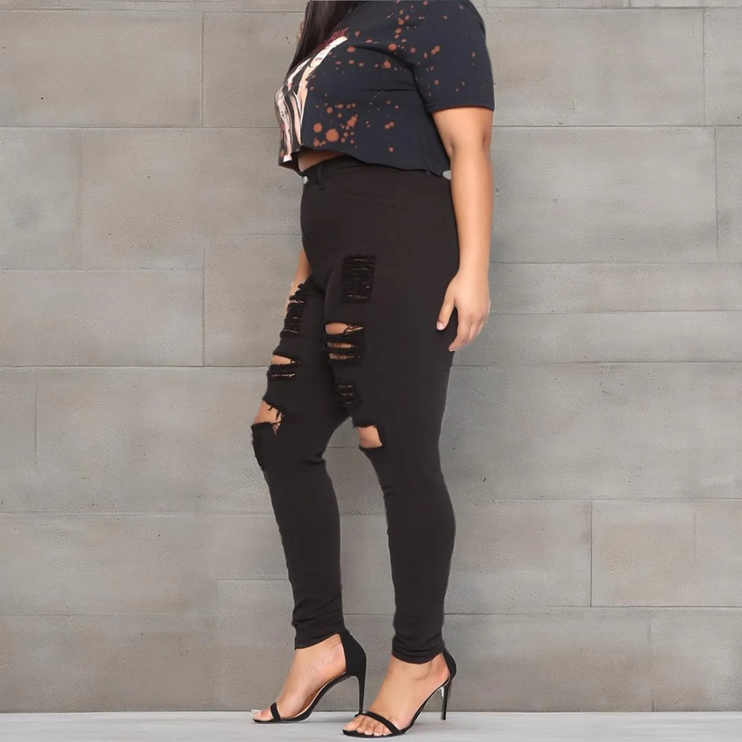 LONGBIDA Skinny Ripped Jeans for Women High Waisted Stretch Butt Lifting Jeans Slim Fit Distressed Denim Pants Jeggings Jeans