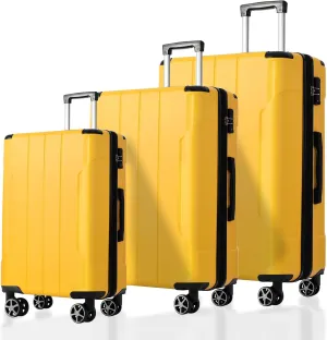 Luggage Set - 3 Piece Expandable Hard Shell Suitcases for Effortless Travel, Lightweight and Durable, 20/24/28 inch, Yellow