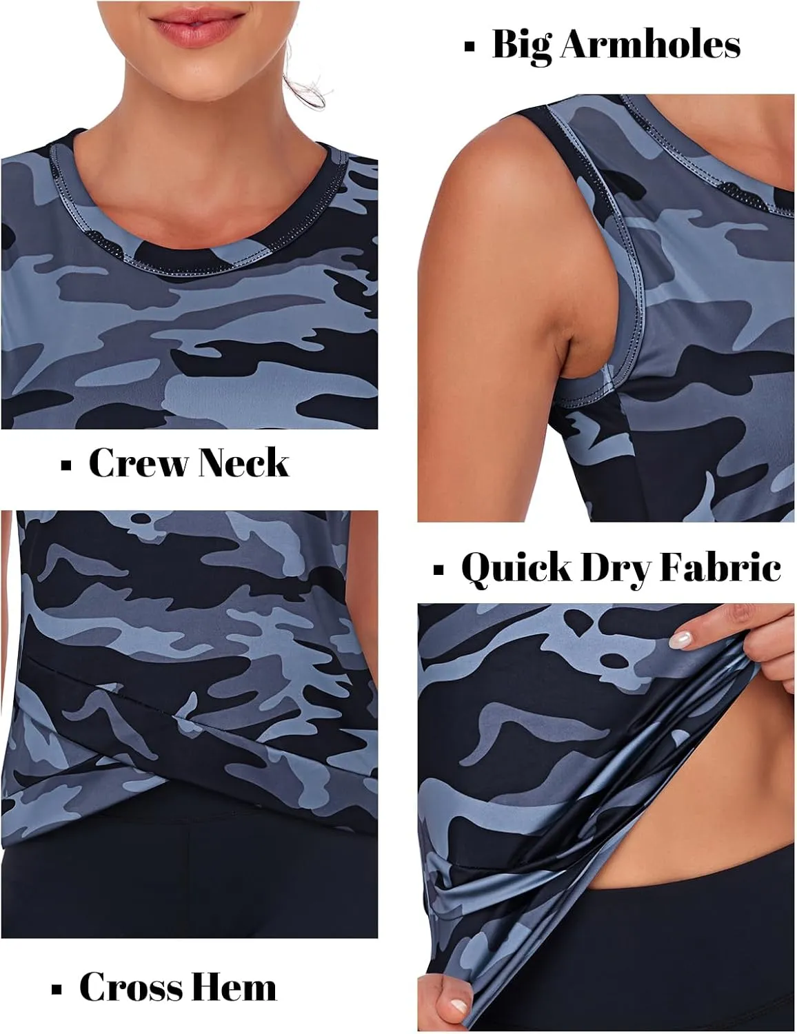 LURANEE Women's Workout Athletic Tank Tops Quick Dry Sun Protection Yoga Gym Crop Sleeveless Shirts