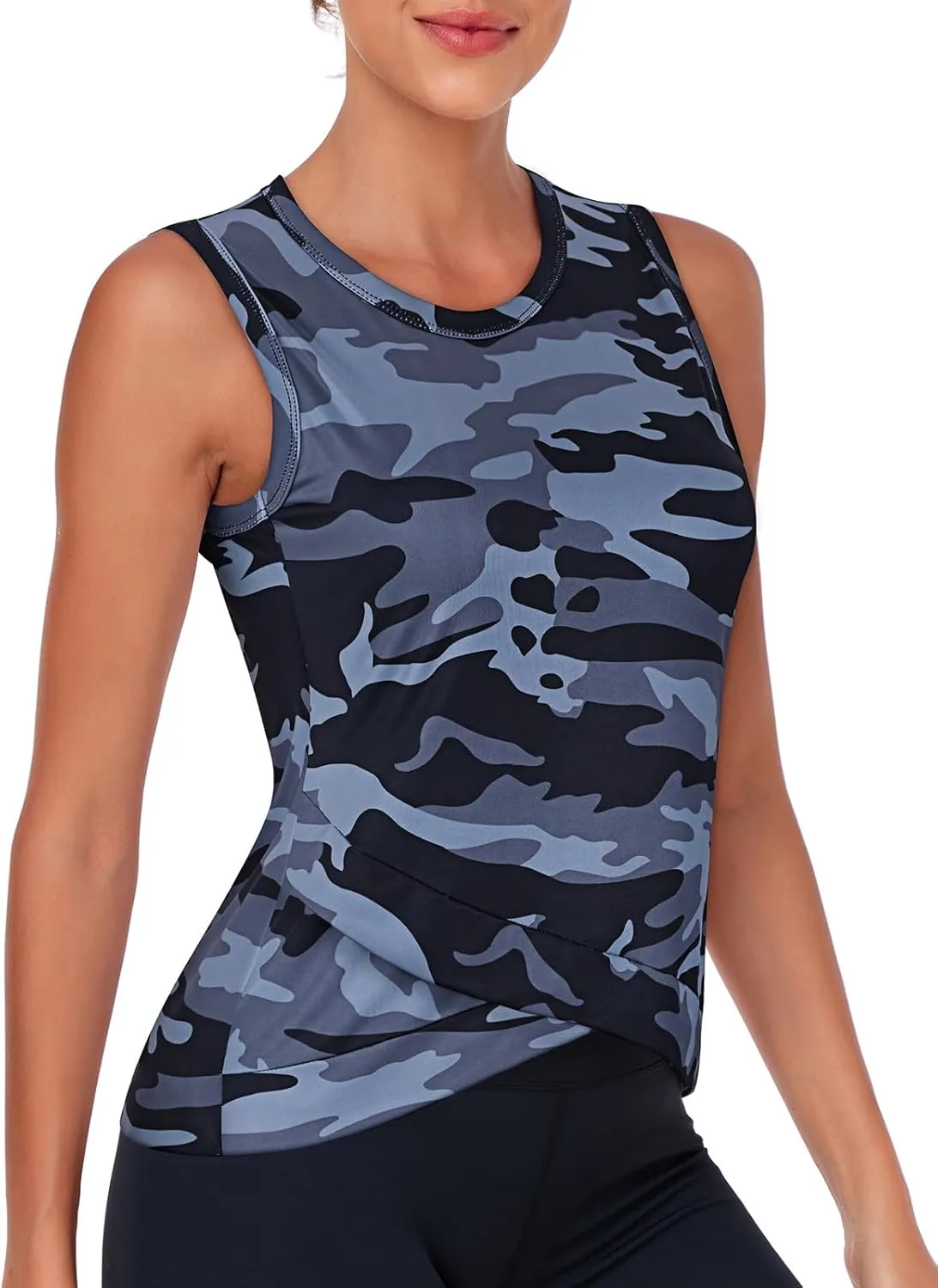 LURANEE Women's Workout Athletic Tank Tops Quick Dry Sun Protection Yoga Gym Crop Sleeveless Shirts