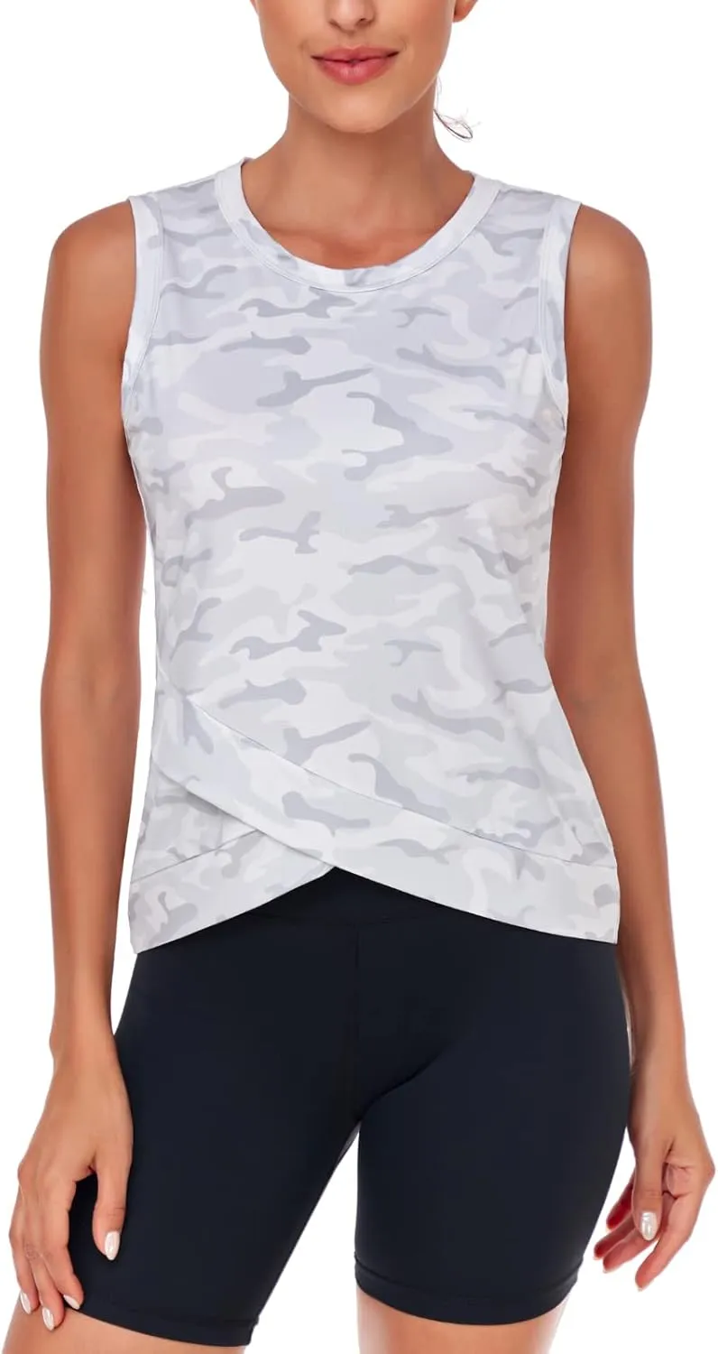 LURANEE Women's Workout Athletic Tank Tops Quick Dry Sun Protection Yoga Gym Crop Sleeveless Shirts