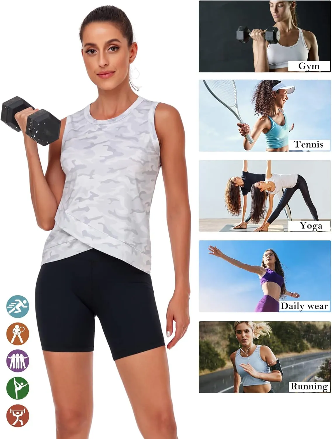 LURANEE Women's Workout Athletic Tank Tops Quick Dry Sun Protection Yoga Gym Crop Sleeveless Shirts