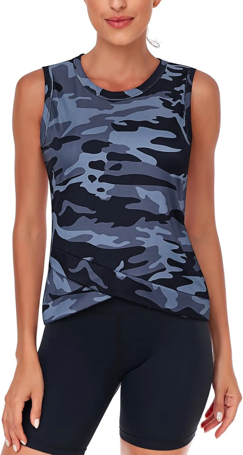 LURANEE Women's Workout Athletic Tank Tops Quick Dry Sun Protection Yoga Gym Crop Sleeveless Shirts