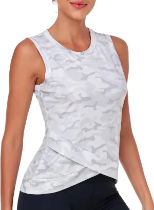 LURANEE Women's Workout Athletic Tank Tops Quick Dry Sun Protection Yoga Gym Crop Sleeveless Shirts