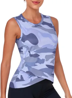 LURANEE Women's Workout Athletic Tank Tops Quick Dry Sun Protection Yoga Gym Crop Sleeveless Shirts