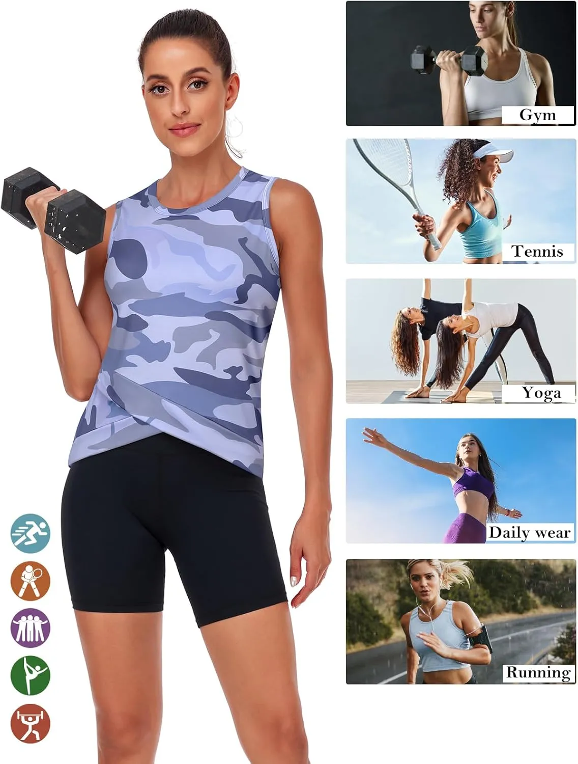 LURANEE Women's Workout Athletic Tank Tops Quick Dry Sun Protection Yoga Gym Crop Sleeveless Shirts