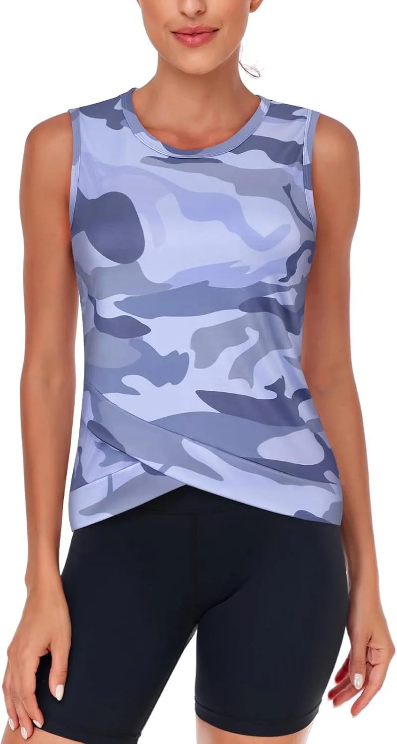 LURANEE Women's Workout Athletic Tank Tops Quick Dry Sun Protection Yoga Gym Crop Sleeveless Shirts