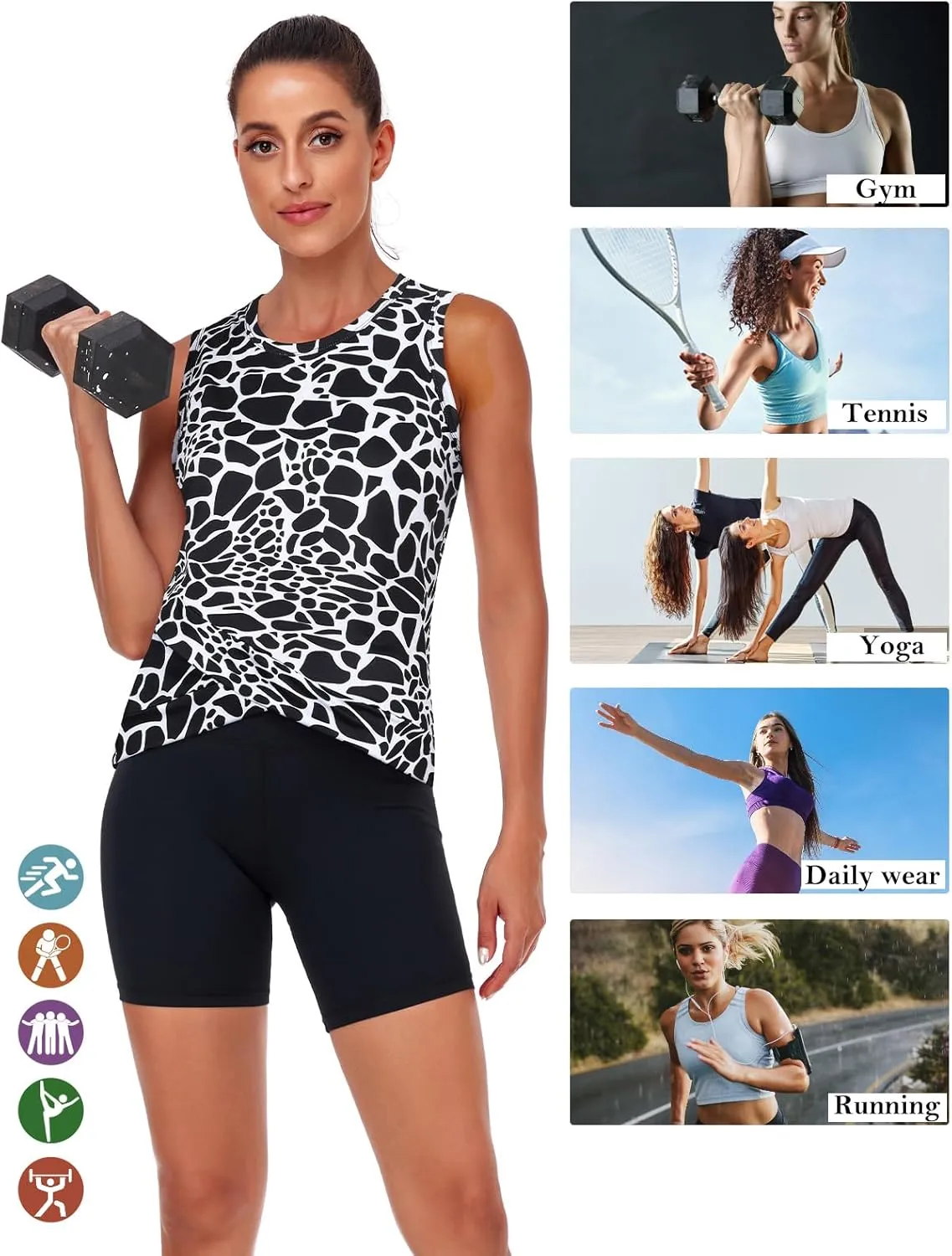 LURANEE Women's Workout Athletic Tank Tops Quick Dry Sun Protection Yoga Gym Crop Sleeveless Shirts
