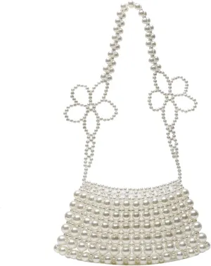 Luxury Pearl Bag Chain Bag Purse Ladies Beaded Cross Body Shoulder Bag Handmade Bags Women's Clutches for Wedding Party Bridal Party Gifts for Girls Women 06