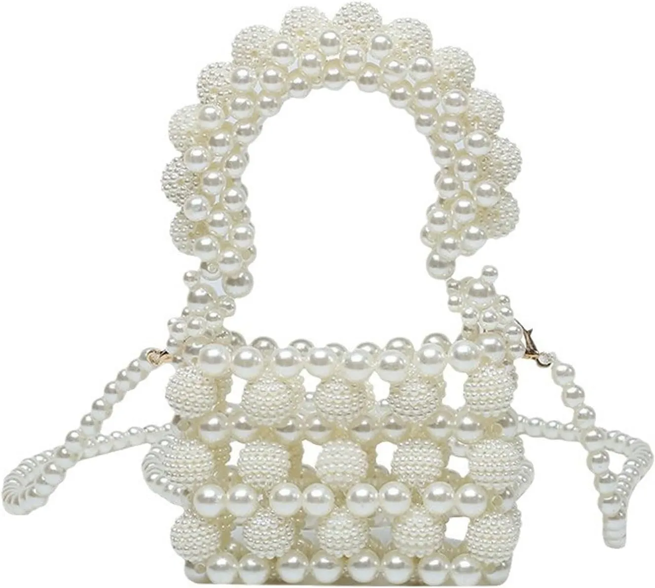 Luxury Pearl Bag Chain Bag Purse Ladies Beaded Cross Body Shoulder Bag Handmade Bags Women's Clutches for Wedding Party Bridal Party Gifts for Girls Women 24