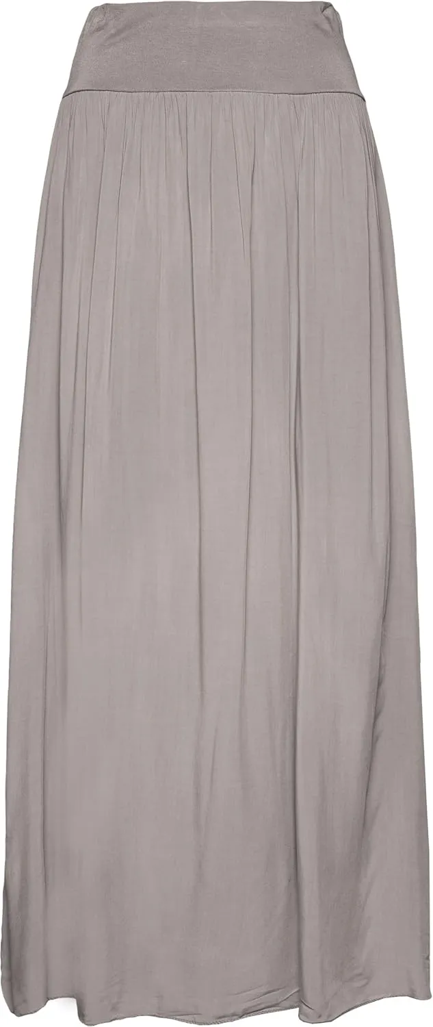 M Made in Italy Women's Maxi Skirt with Soft Elastic Waistband