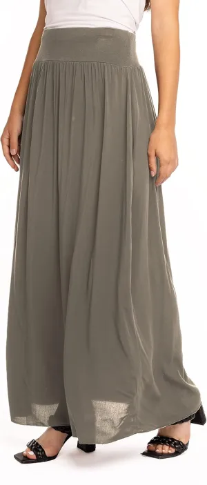 M Made in Italy Women's Maxi Skirt with Soft Elastic Waistband