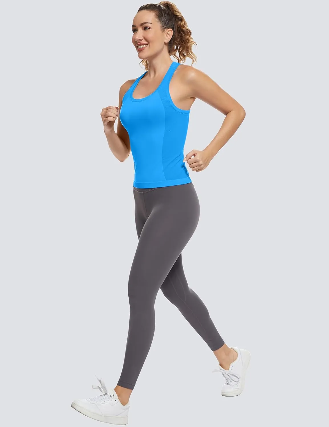 MathCat Workout Tops for Women Racerback Tank Tops Seamless Running Tank Tops Muscle Tank